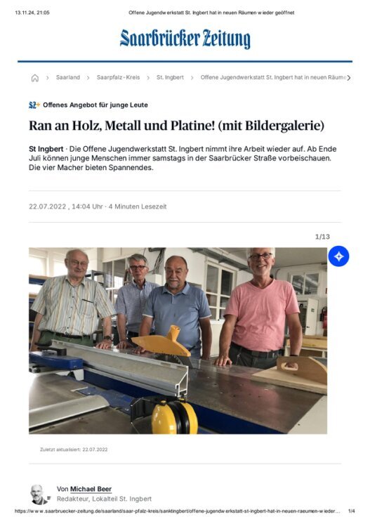 Pressebericht in der Saarbrücker Zeitung